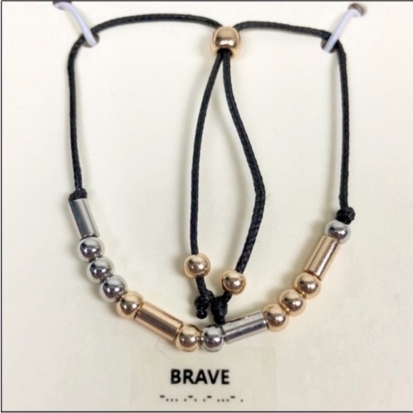 MORSE CODE secret message BRAVE bracelet NEW - Picture 4 of 5